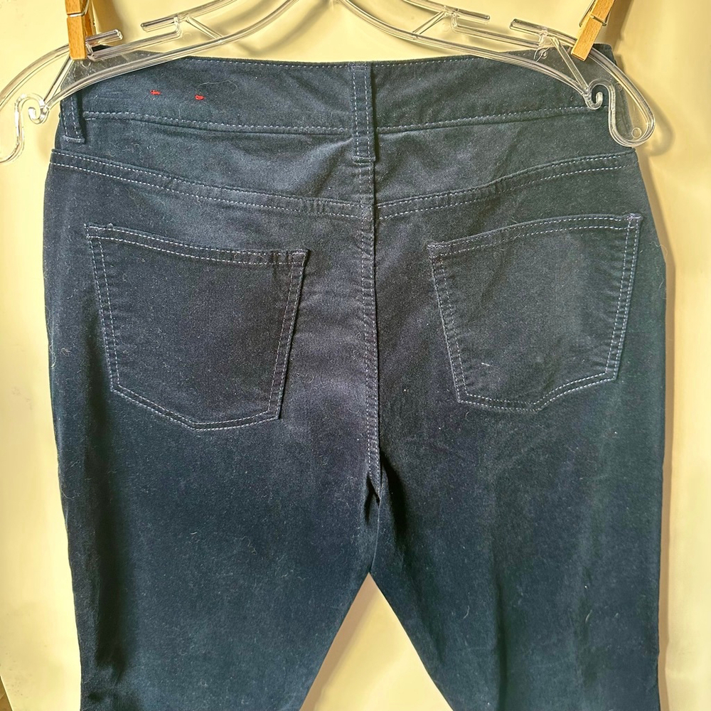 Talbots Navy Blue Velvet Curvy Stretch High Rise Straight Leg Ankle Pants 8P - Picture 3 of 6